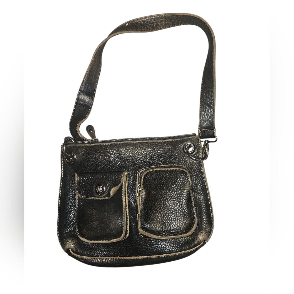Roots Tribe Vintage Black Leather Shoulder Bag